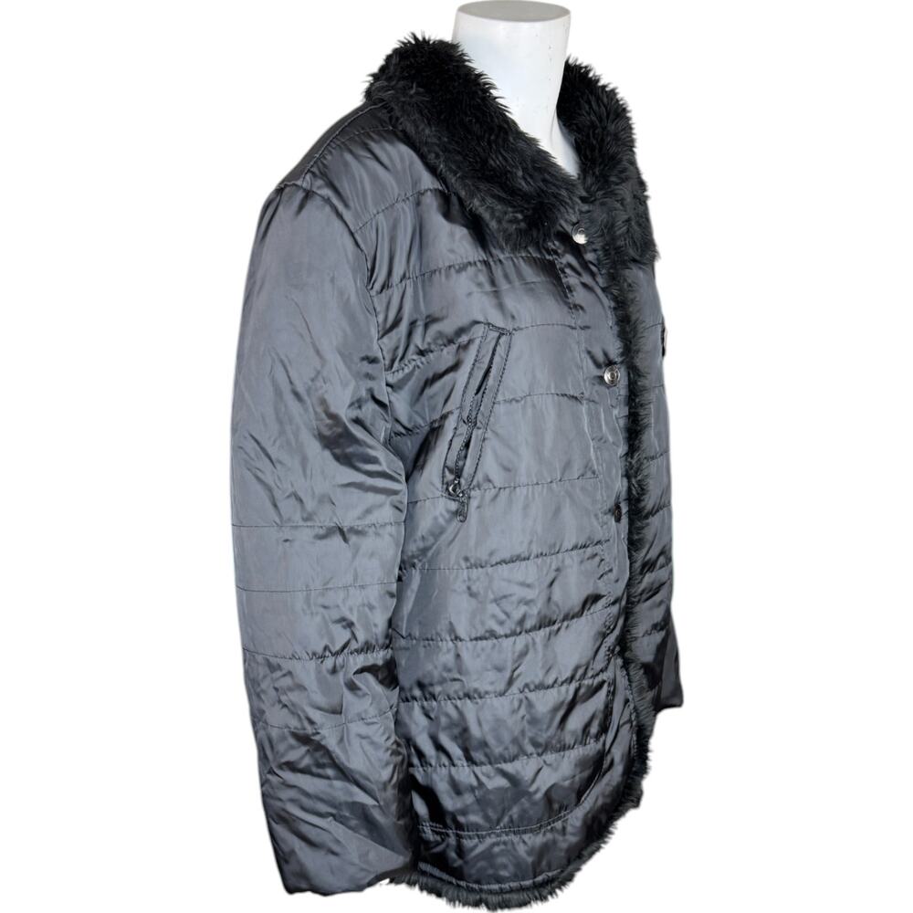 Dollhouse OuterWear Womens Black Puffer Jacket with Faux Fur Outdoors Winter - Picture 11 of 15
